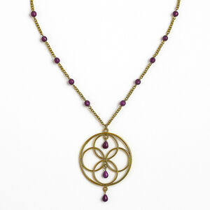 Vintage Avon Gold Pendant Necklace with Purple Beads